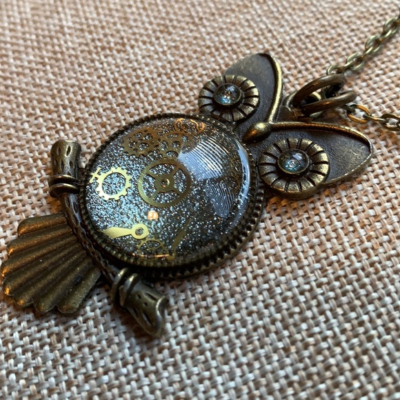 Owl Vintage Watch Gears Necklace 30” chain - Picture 7 of 7